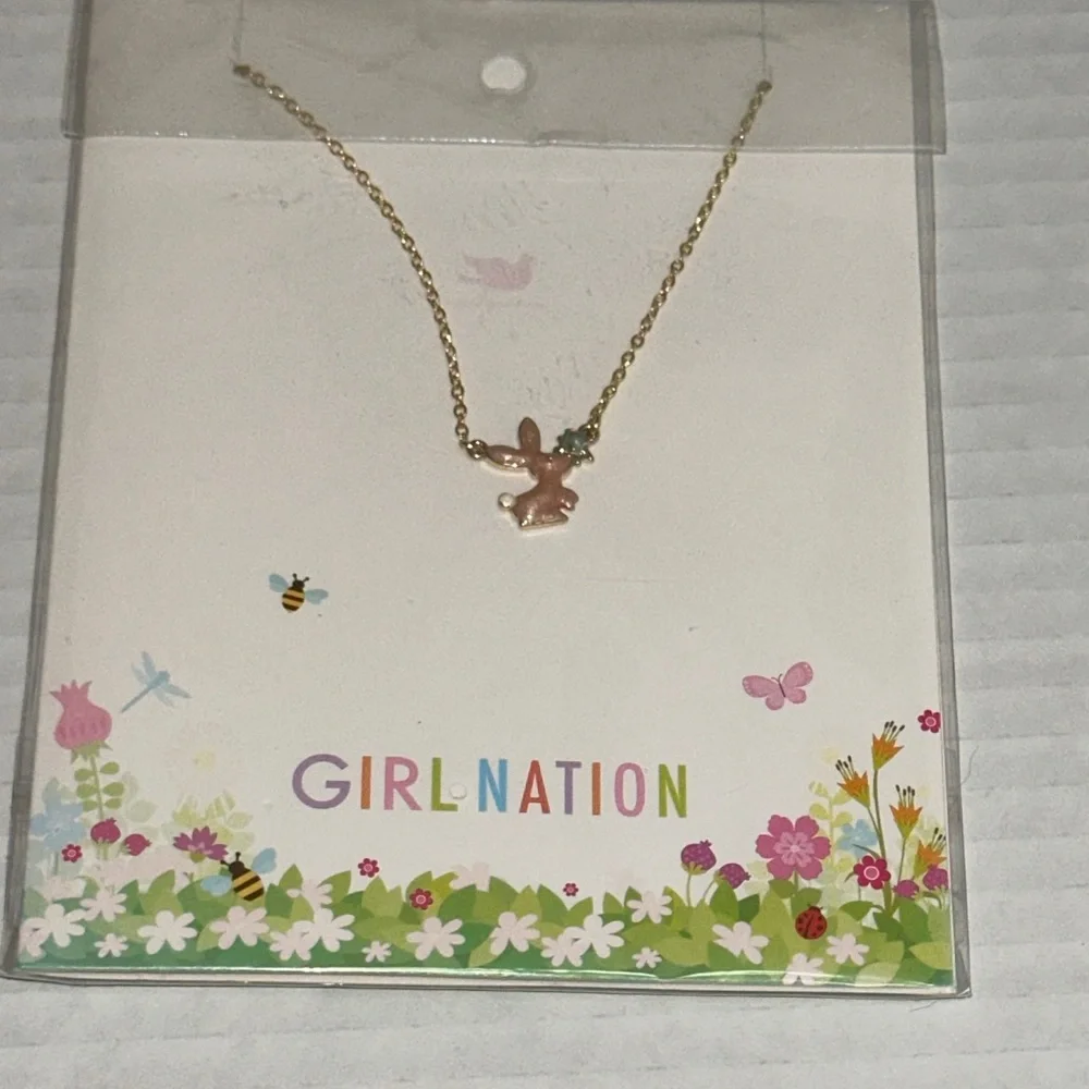 Gold Pink Bunny Necklace
